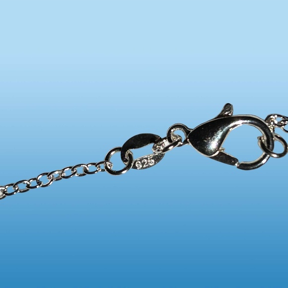 Hand Crafted Necklace Polished Stone Pendant Silver Plate Chain Crackled Heart - Picture 4 of 7